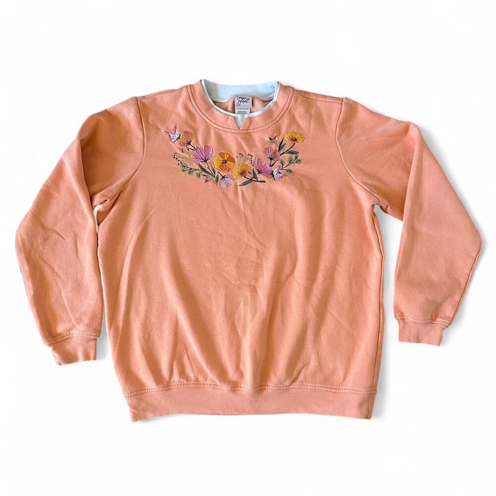 VTG Grandmacore Cottagecore Adrian Delafield Peach Embroidered Sweater Medium